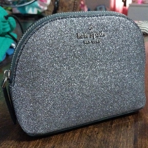 Kate Spade Glittering Silver Cosmetic Case - Picture 1 of 5